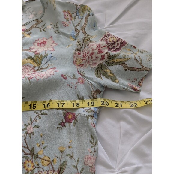 H&M GP&J Baker Collab Top Womens sz 8 Floral Bird Blouse Mint Blue Cottagecore - Picture 13 of 14